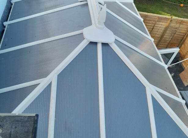 This is a new 35mm SolarGuard polycarbonate roof.