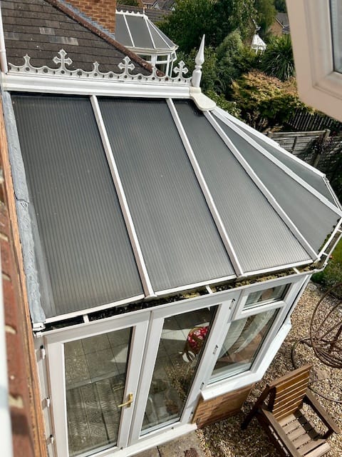 Conservatory MOT revealed 2 inches of settlement in this structure, requiring correction before roof replacement.